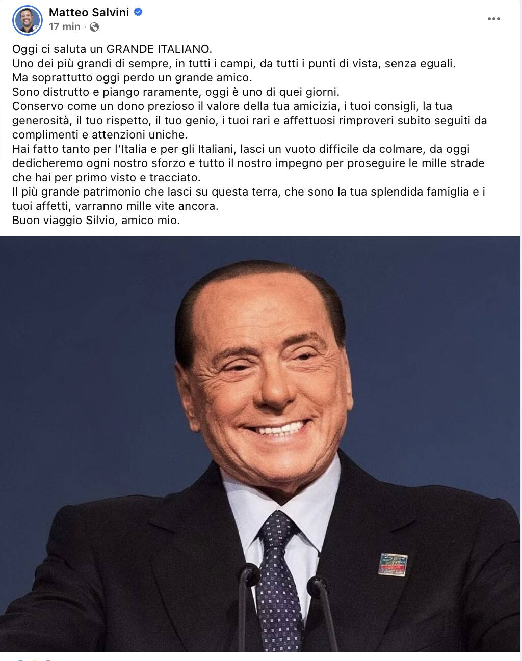 Silvio Berlusconi morto post Matteo Salvini