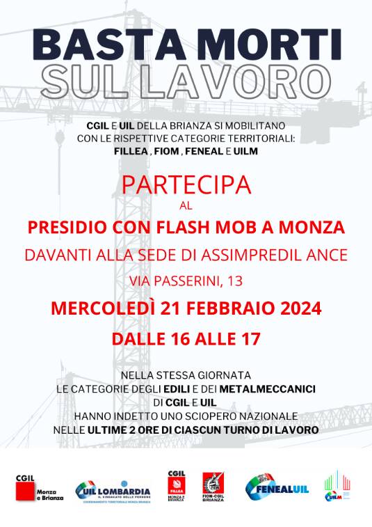 basta morti sul lavoro locandina sindacati