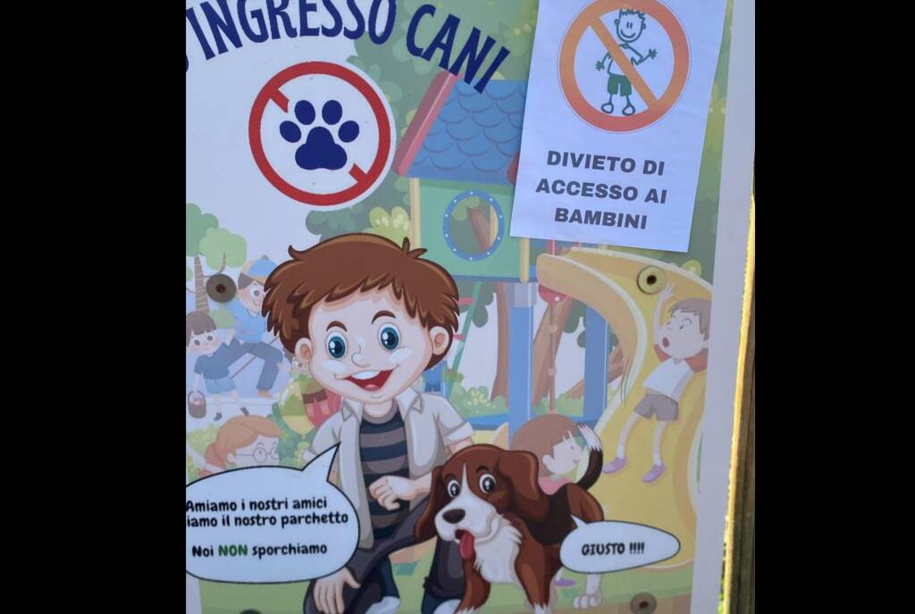 cartello vietato ingresso bambini parco seregno