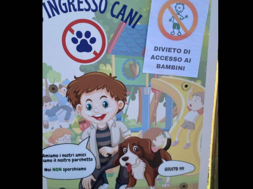 cartello vietato ingresso bambini parco seregno